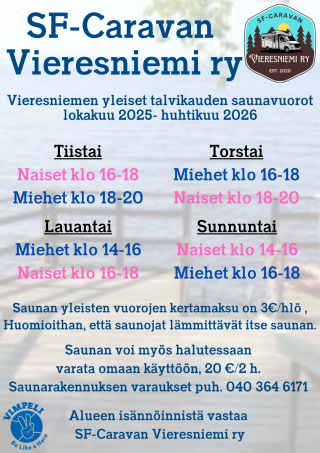 Vieresniemen yleiset talvikauden saunavuorot